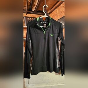 PINK Victoria's Secret Black and Green Long Sleeve Top